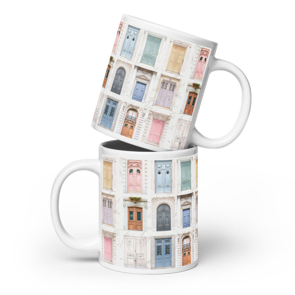 Parisian Doors White Glossy Mug (3 sizes) - Artwork by Lili