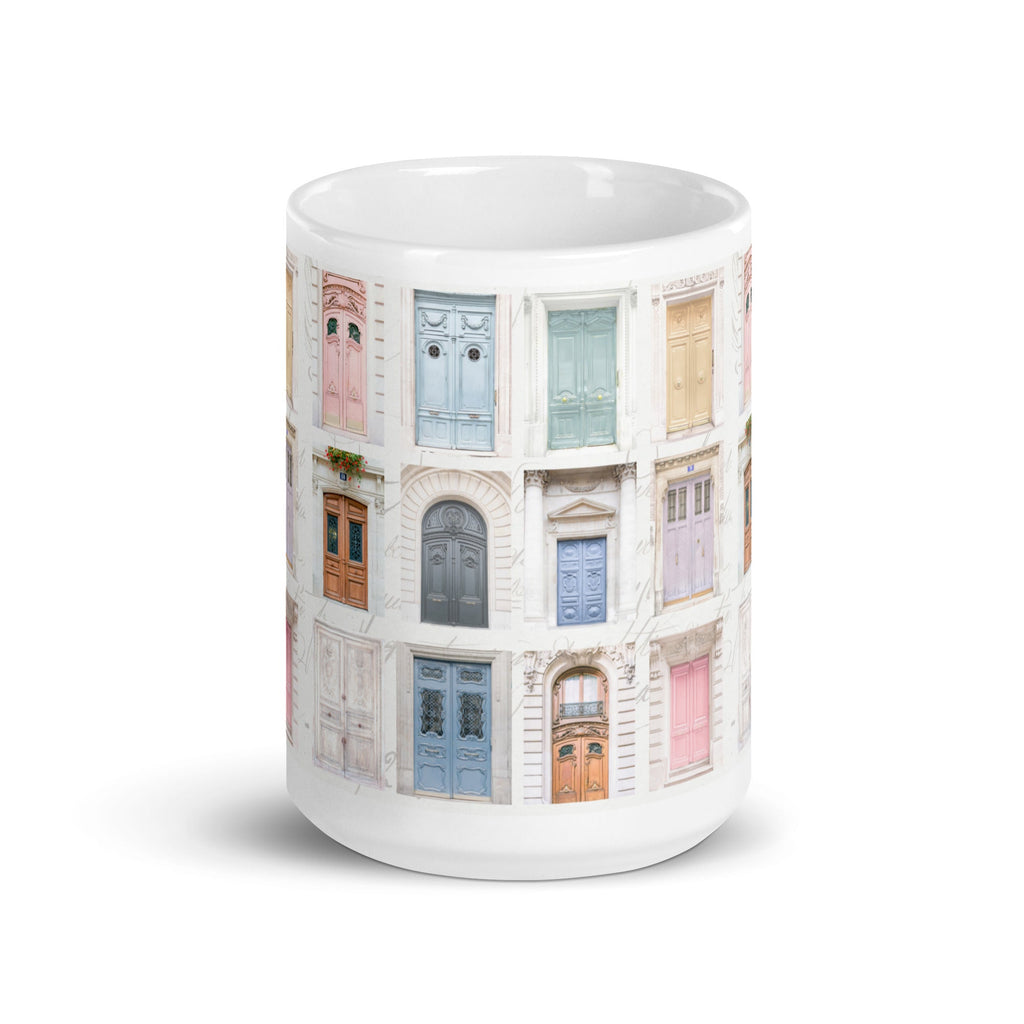 Parisian Doors White Glossy Mug (3 sizes) - Artwork by Lili