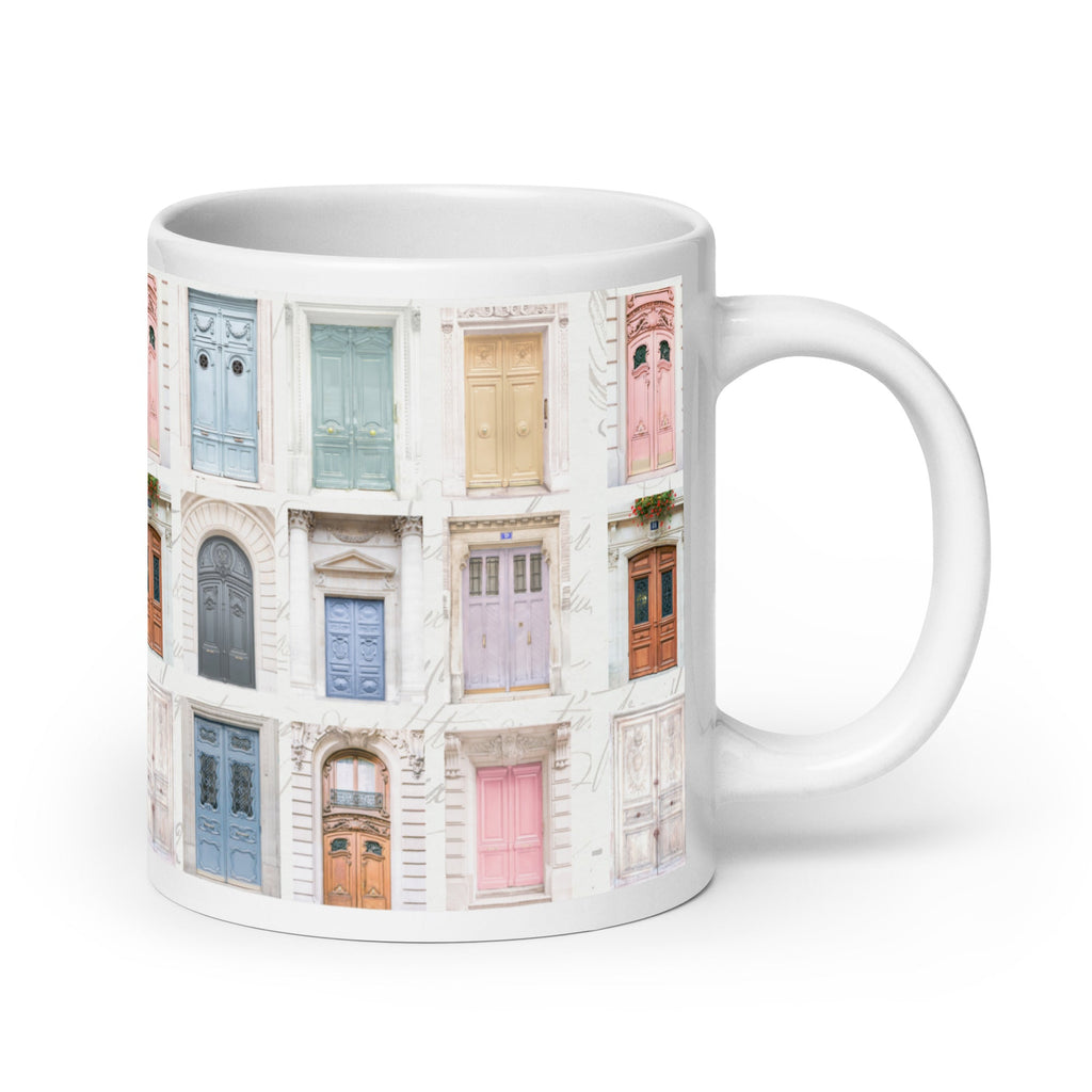 Parisian Doors White Glossy Mug (3 sizes) - Artwork by Lili