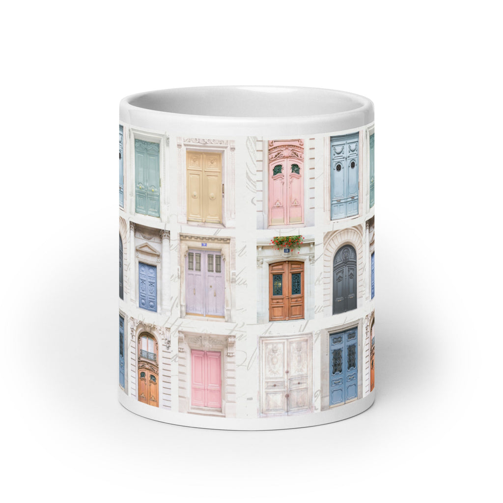Parisian Doors White Glossy Mug (3 sizes) - Artwork by Lili