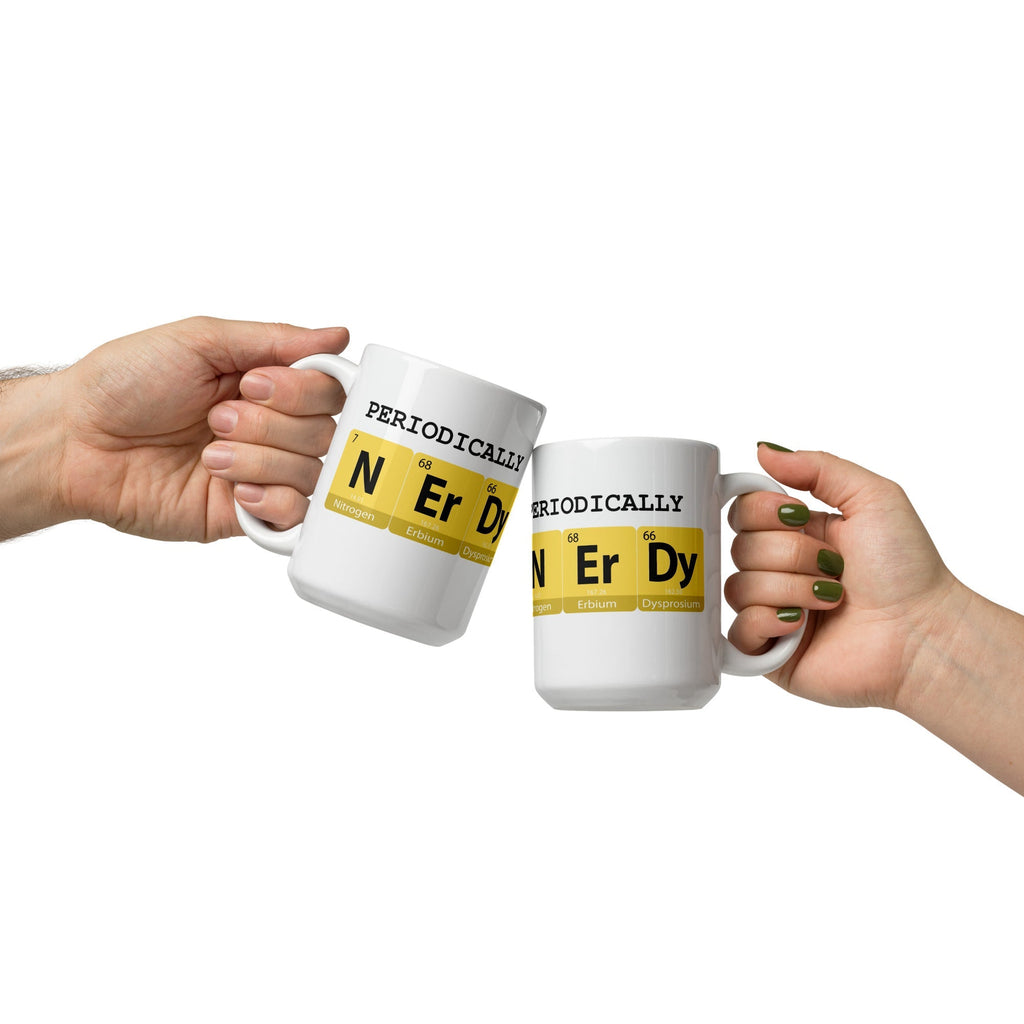 "Periodically Nerdy" White Glossy Mug (3 sizes) - Artwork by Lili