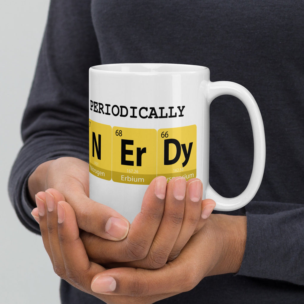 "Periodically Nerdy" White Glossy Mug (3 sizes) - Artwork by Lili