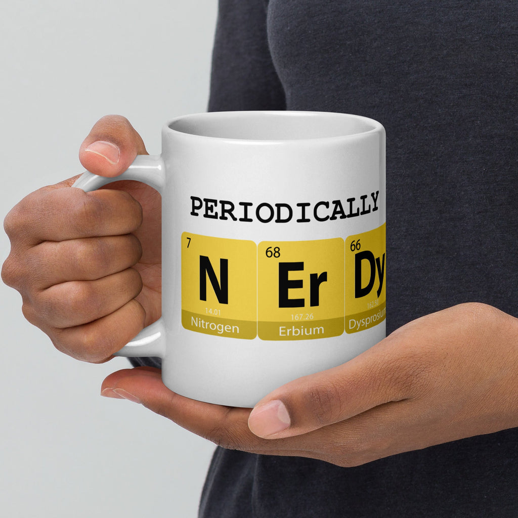 "Periodically Nerdy" White Glossy Mug (3 sizes) - Artwork by Lili