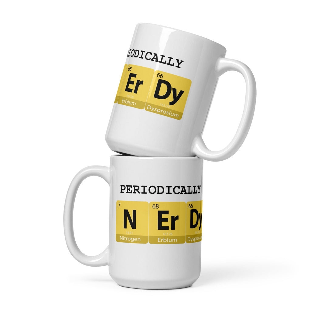 "Periodically Nerdy" White Glossy Mug (3 sizes) - Artwork by Lili