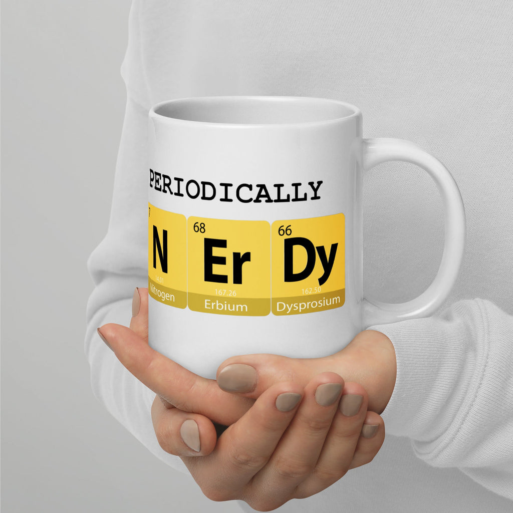 "Periodically Nerdy" White Glossy Mug (3 sizes) - Artwork by Lili