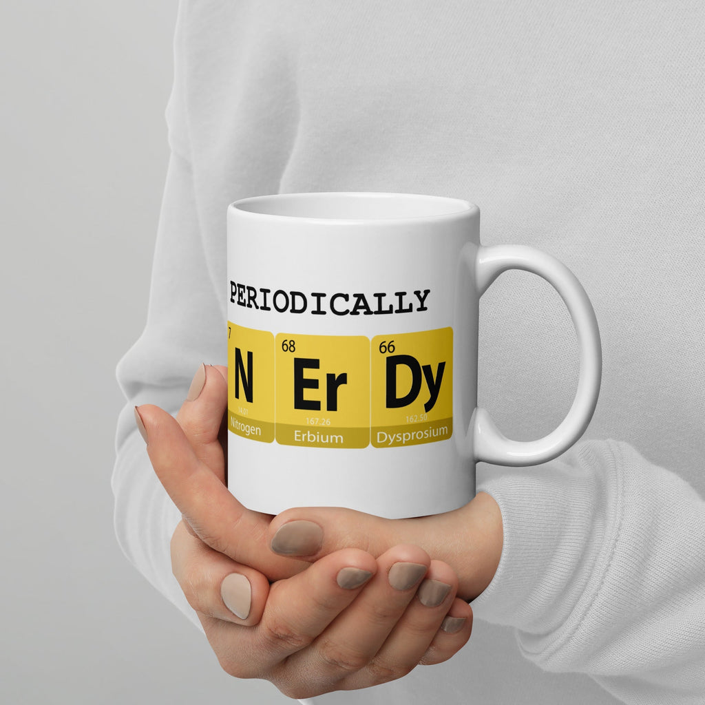 "Periodically Nerdy" White Glossy Mug (3 sizes) - Artwork by Lili