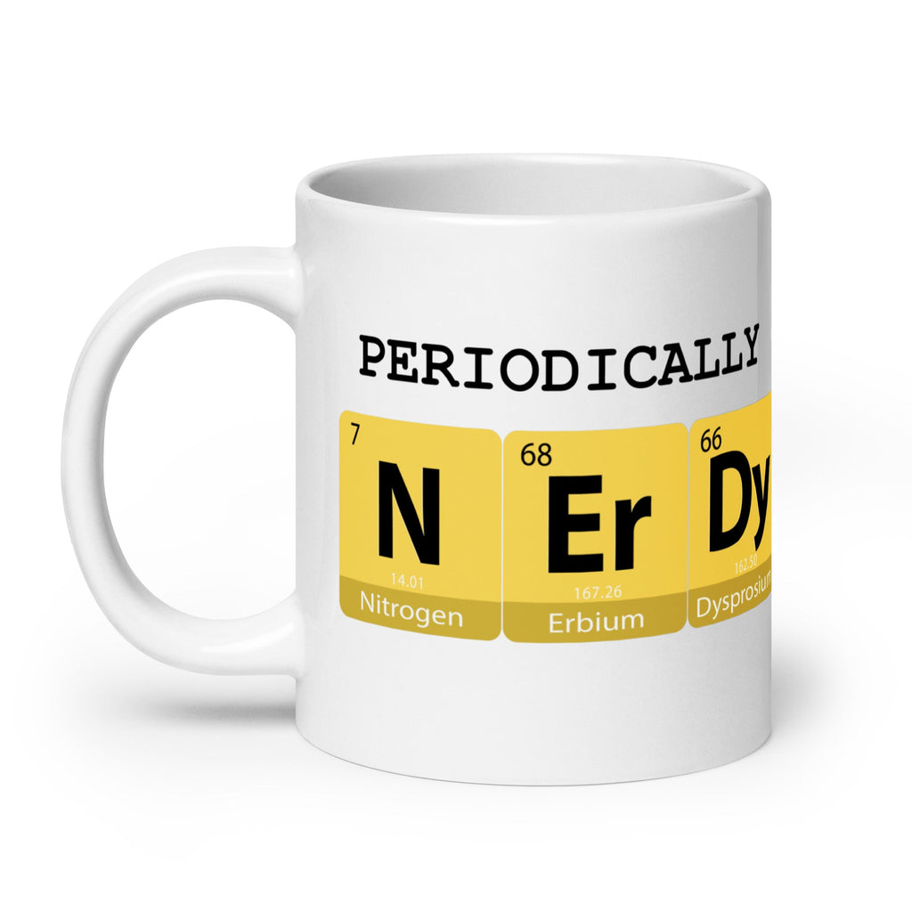 "Periodically Nerdy" White Glossy Mug (3 sizes) - Artwork by Lili