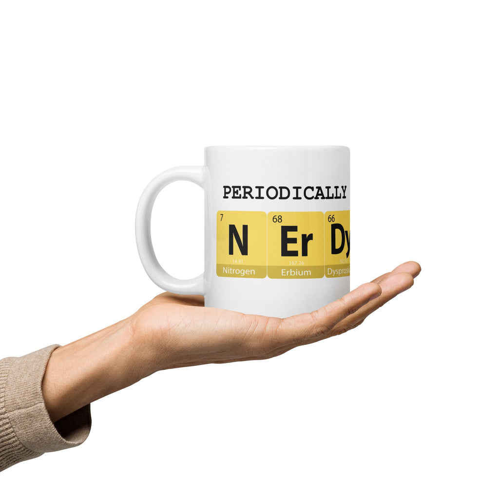 "Periodically Nerdy" White Glossy Mug (3 sizes) - Artwork by Lili