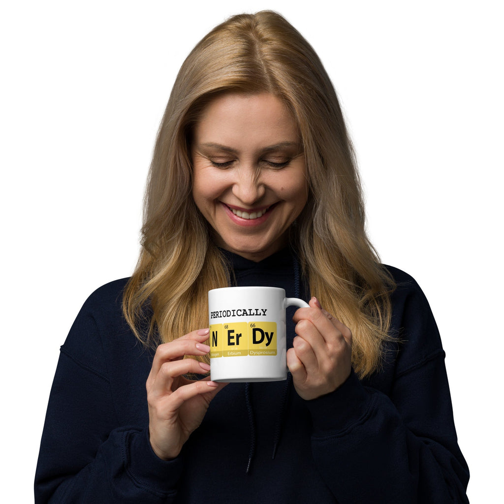 "Periodically Nerdy" White Glossy Mug (3 sizes) - Artwork by Lili