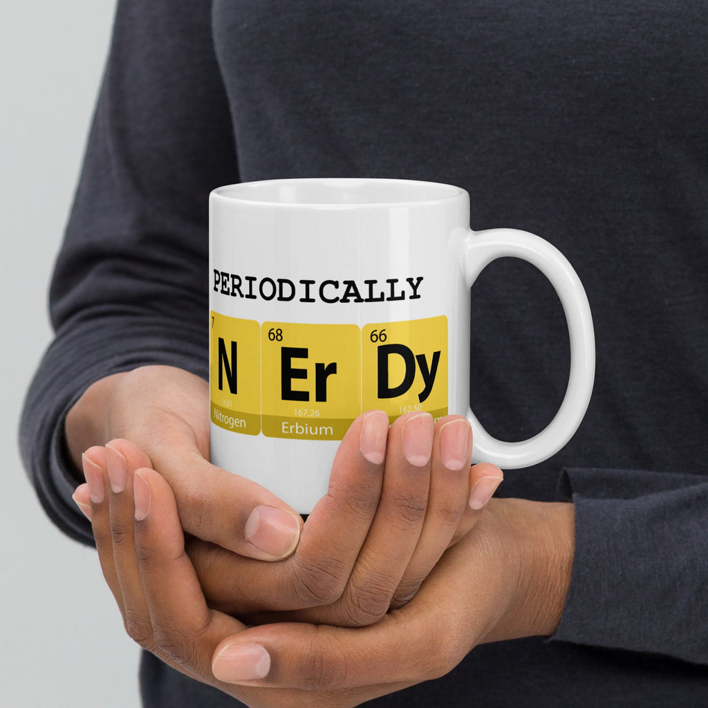 "Periodically Nerdy" White Glossy Mug (3 sizes) - Artwork by Lili