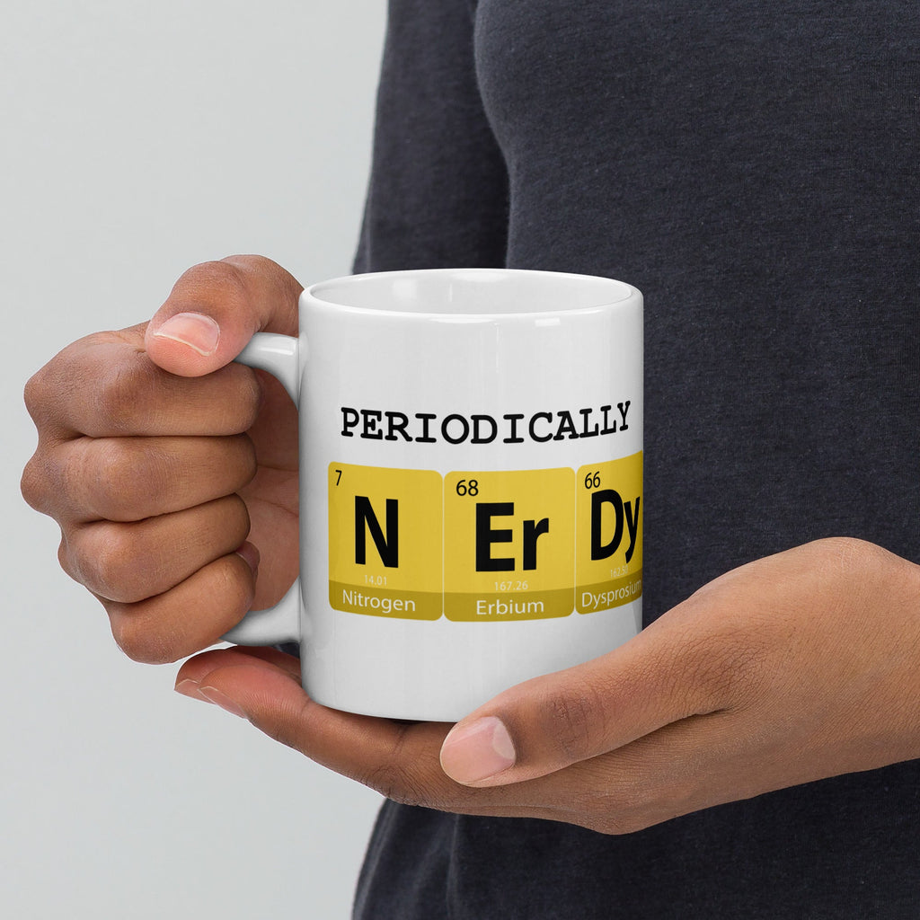"Periodically Nerdy" White Glossy Mug (3 sizes) - Artwork by Lili