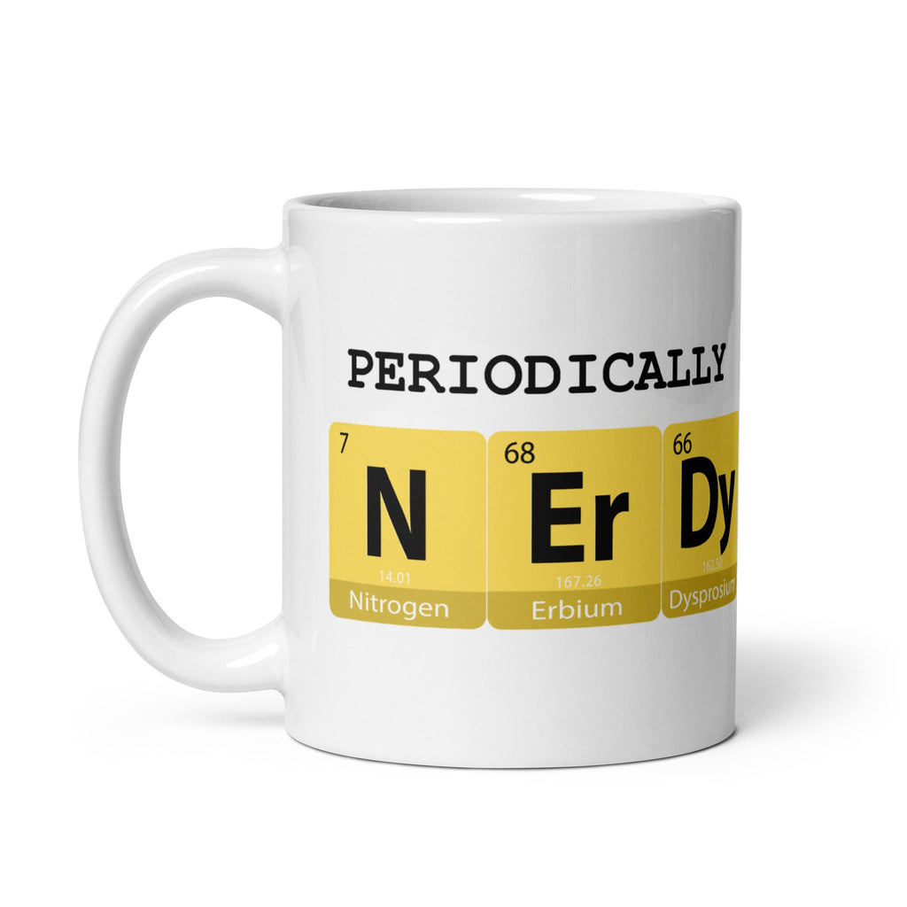 "Periodically Nerdy" White Glossy Mug (3 sizes) - Artwork by Lili