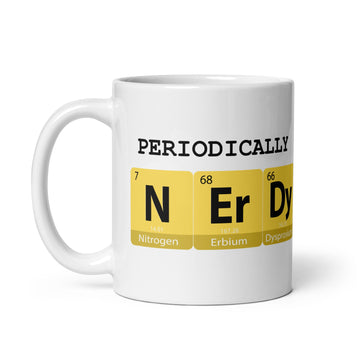 "Periodically Nerdy" White Glossy Mug (3 sizes) - Artwork by Lili