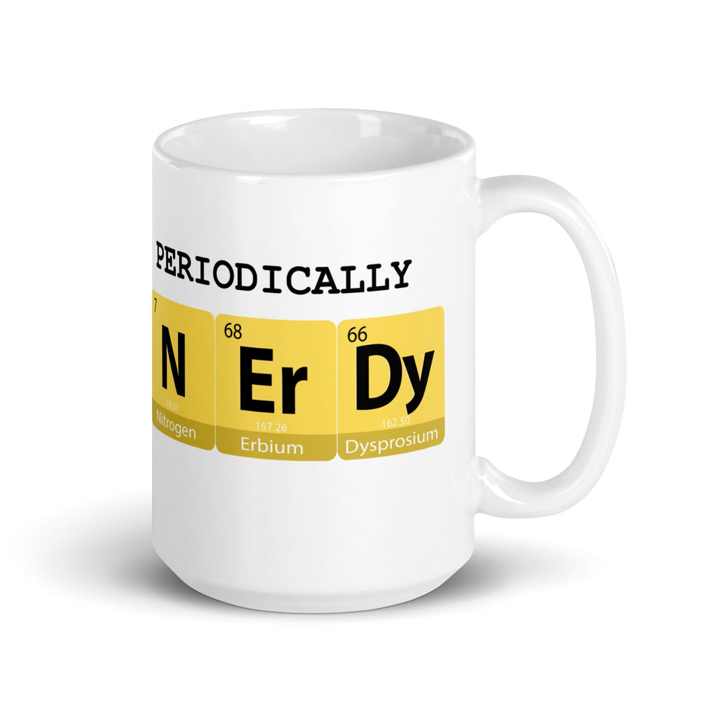 "Periodically Nerdy" White Glossy Mug (3 sizes) - Artwork by Lili