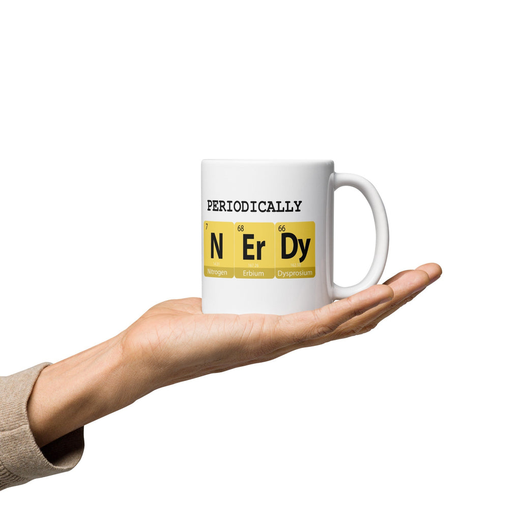 "Periodically Nerdy" White Glossy Mug (3 sizes) - Artwork by Lili