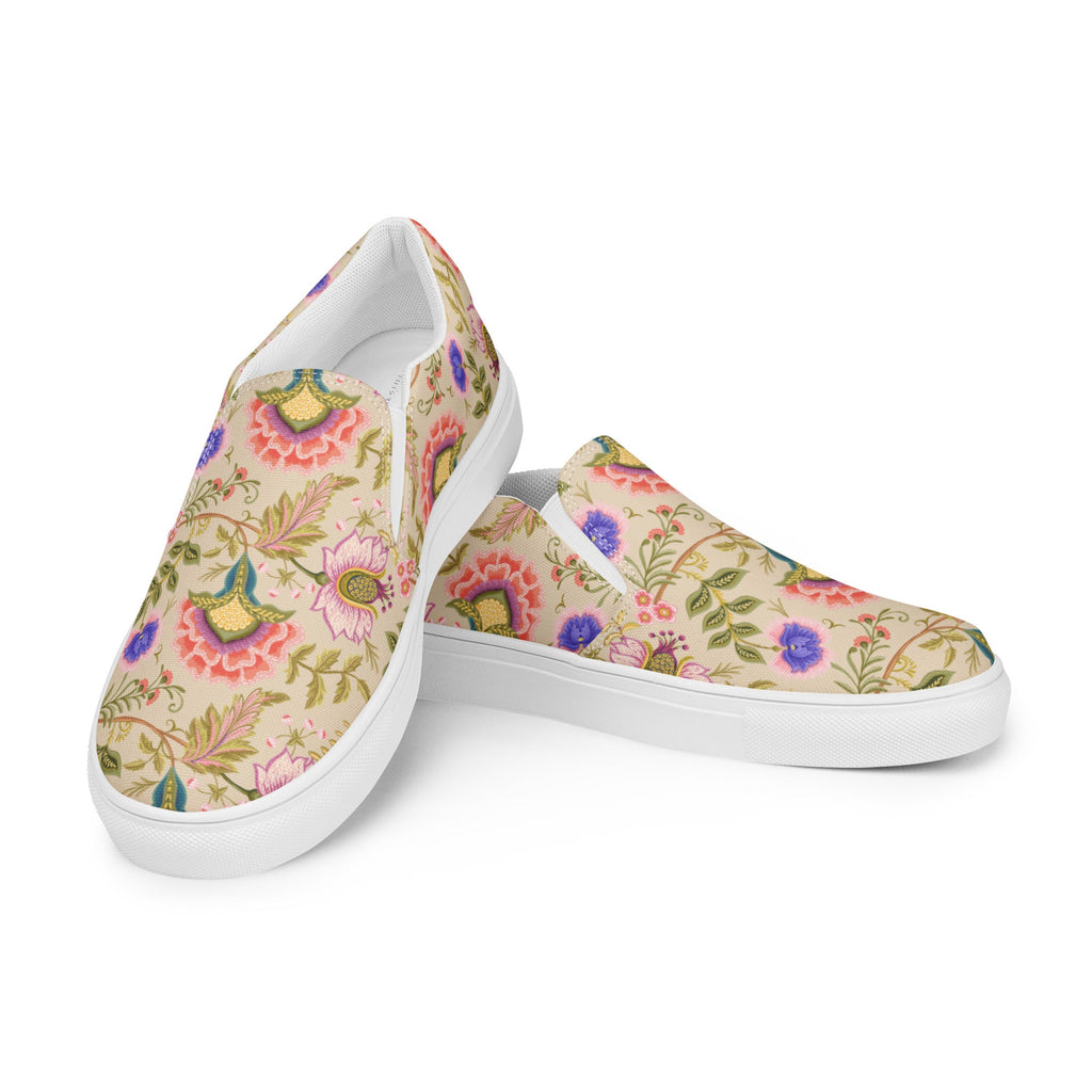 Persian Botanical Design Women’s Slip - on Canvas Shoes - Artwork by Lili