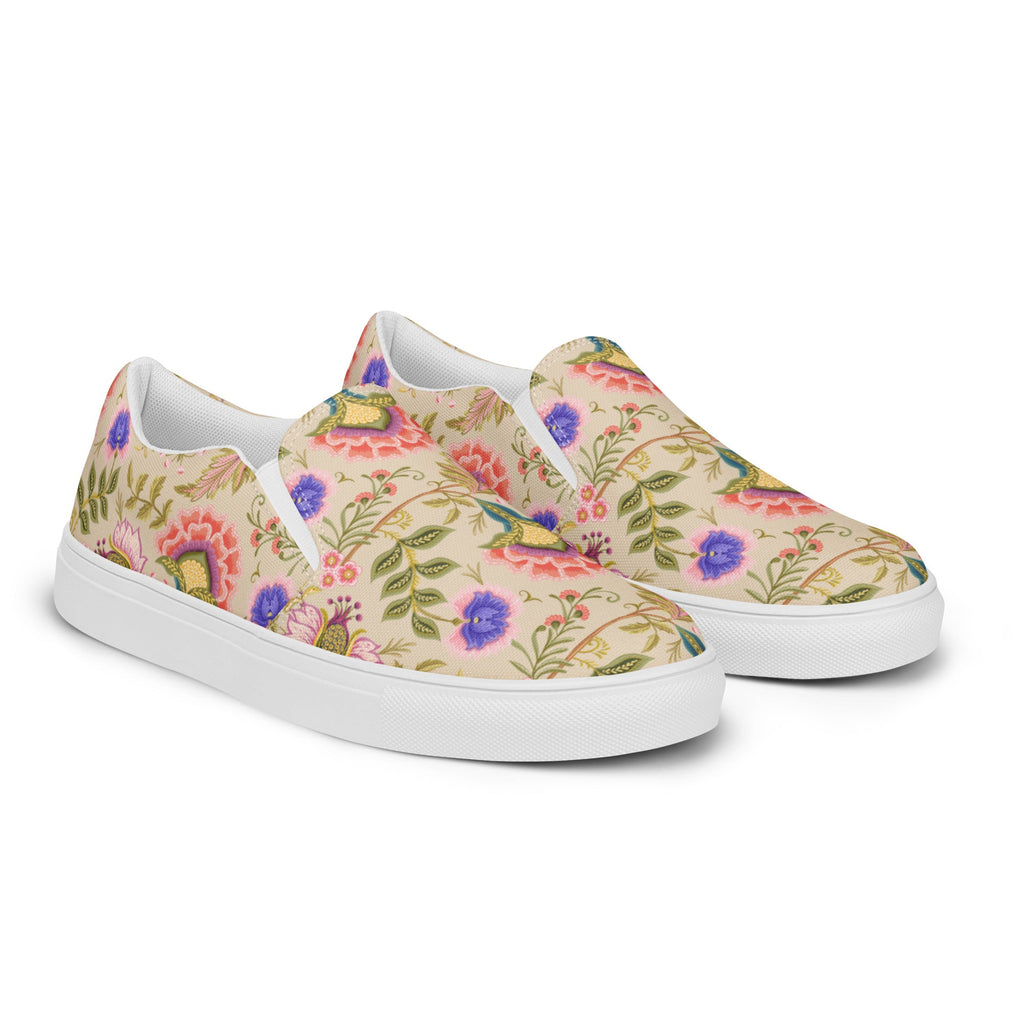 Persian Botanical Design Women’s Slip - on Canvas Shoes - Artwork by Lili