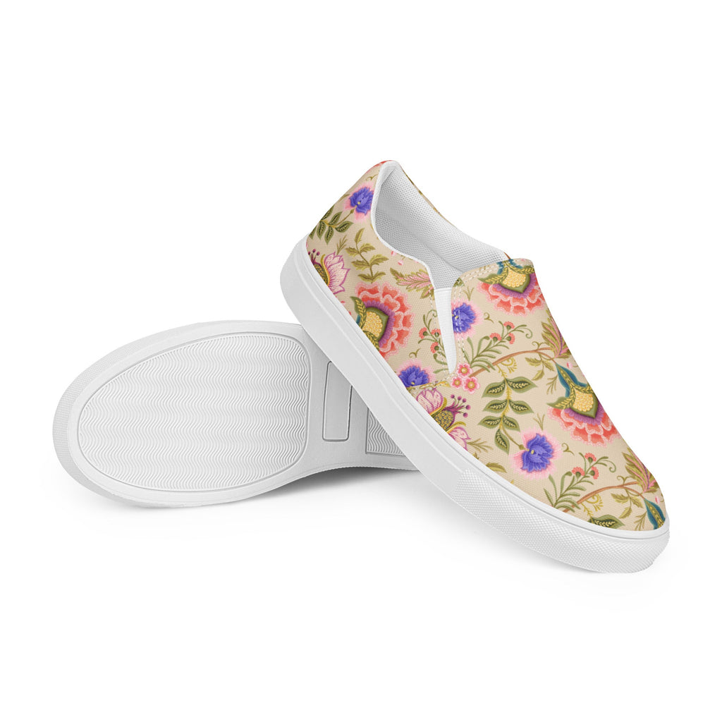 Persian Botanical Design Women’s Slip - on Canvas Shoes - Artwork by Lili