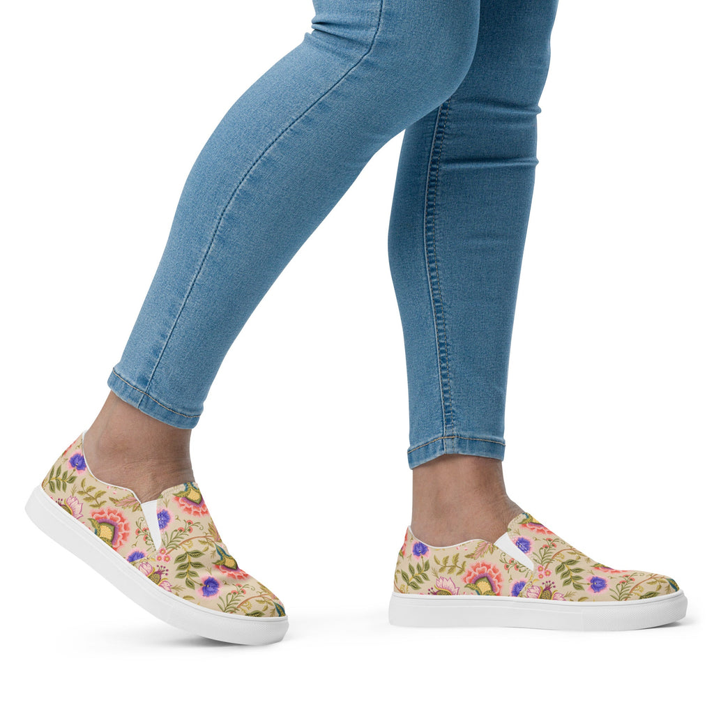 Persian Botanical Design Women’s Slip - on Canvas Shoes - Artwork by Lili