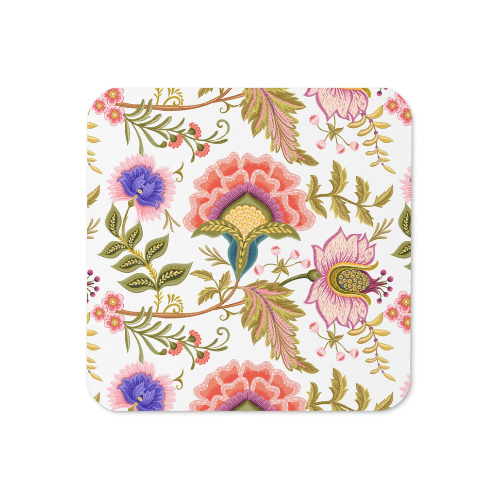 Persian Botanical Designs Set of Square Coasters (Cork - back) - Artwork by Lili