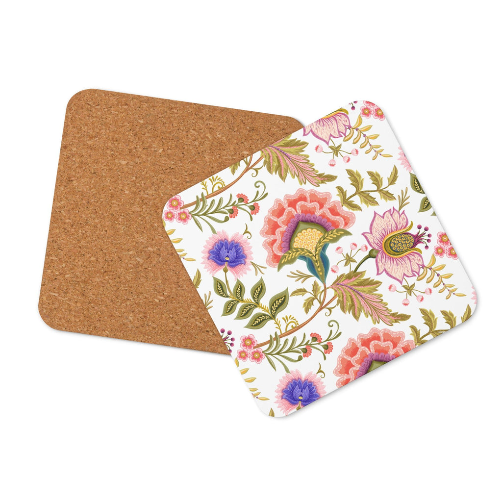 Persian Botanical Designs Set of Square Coasters (Cork - back) - Artwork by Lili