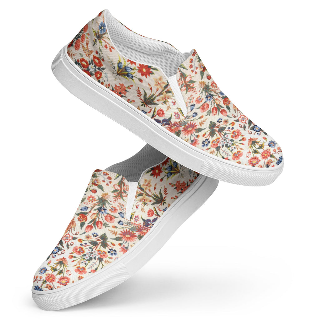 Persian Floral Motif Women’s Slip - on Canvas Shoes - Artwork by Lili