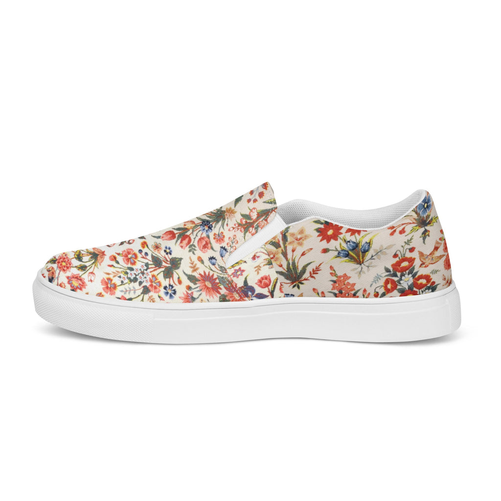 Persian Floral Motif Women’s Slip - on Canvas Shoes - Artwork by Lili