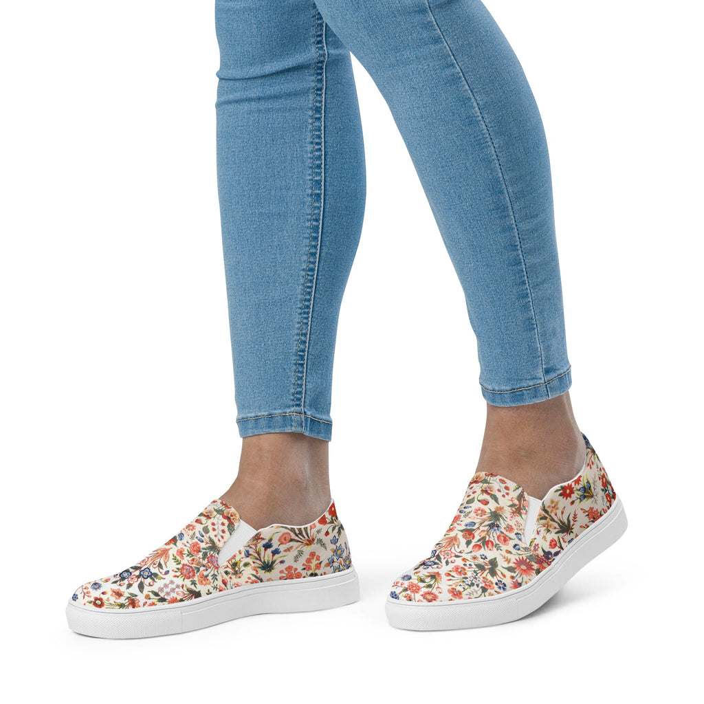 Persian Floral Motif Women’s Slip - on Canvas Shoes - Artwork by Lili