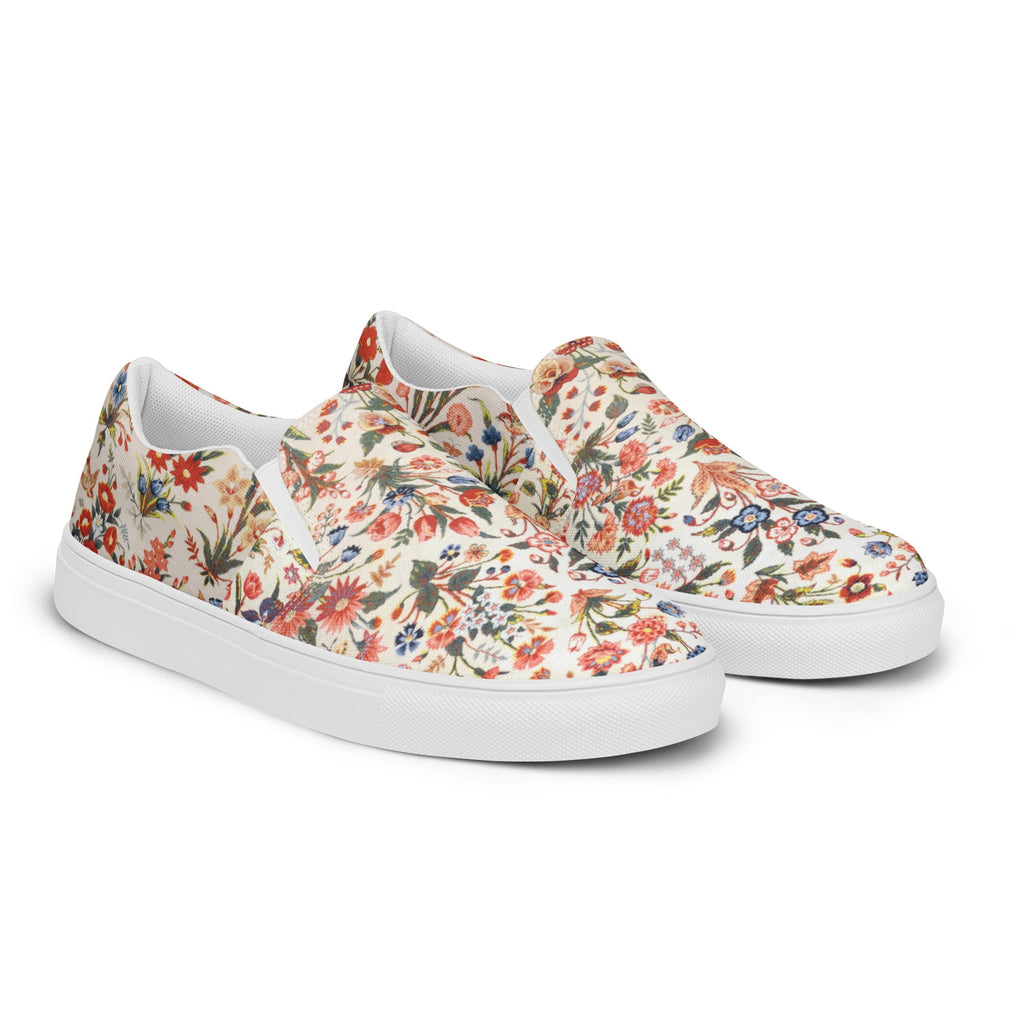 Persian Floral Motif Women’s Slip - on Canvas Shoes - Artwork by Lili