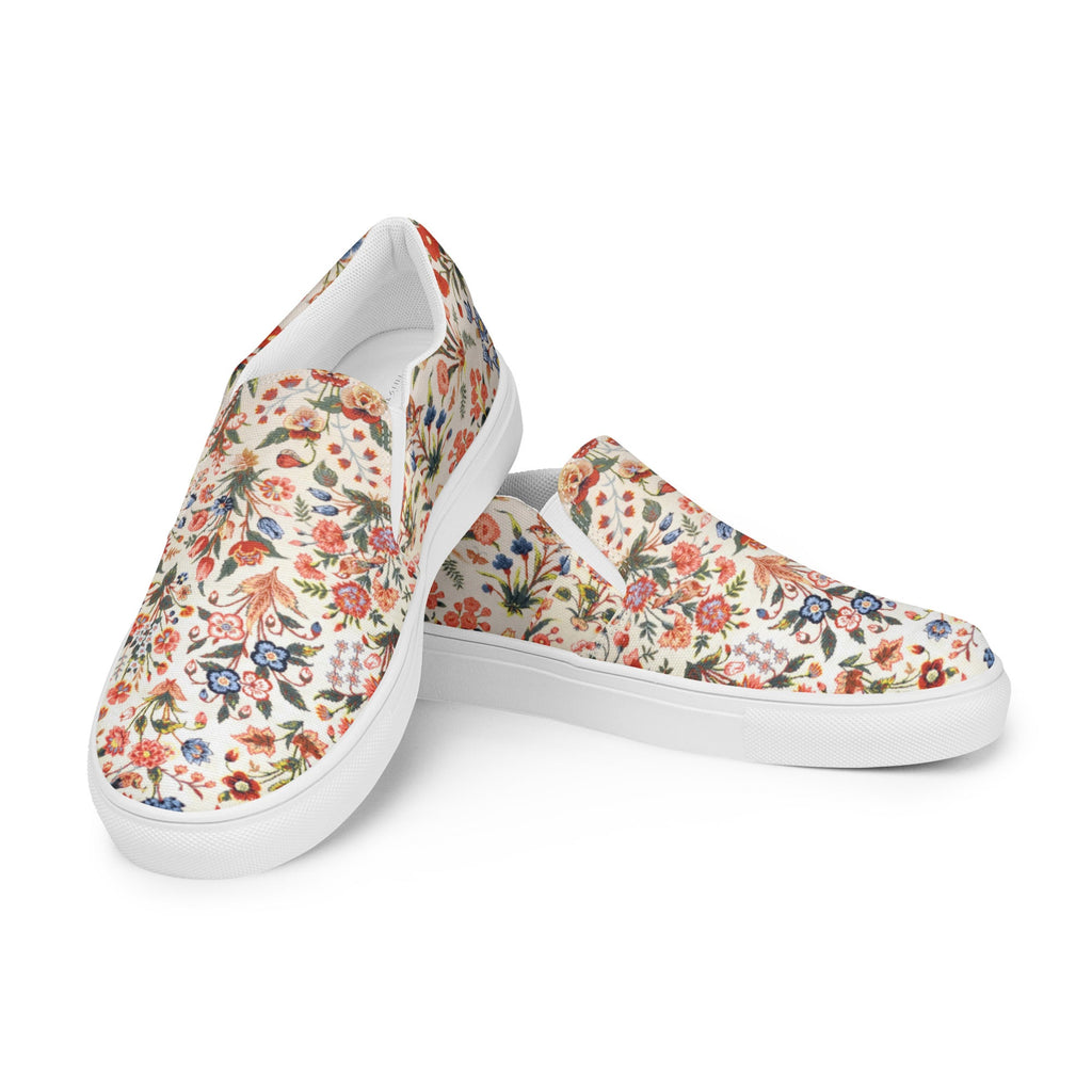 Persian Floral Motif Women’s Slip - on Canvas Shoes - Artwork by Lili