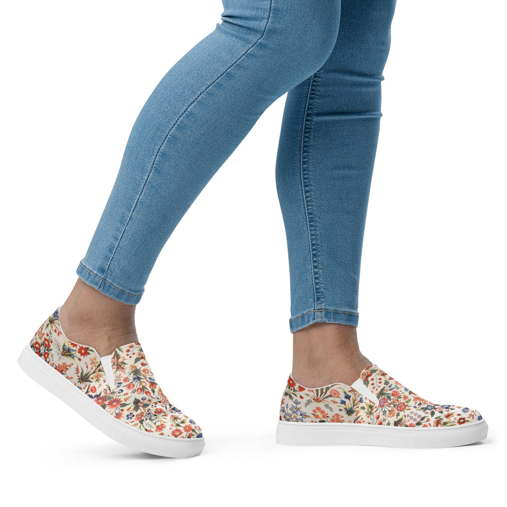 Persian Floral Motif Women’s Slip - on Canvas Shoes - Artwork by Lili