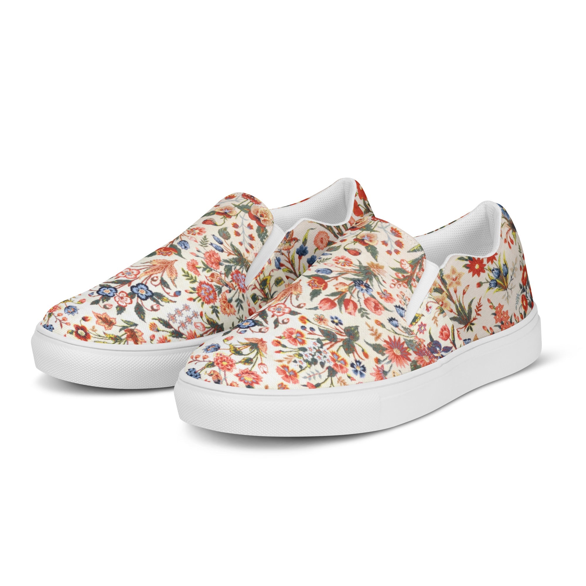 Persian Floral Motif Women s Slip on Canvas Shoes