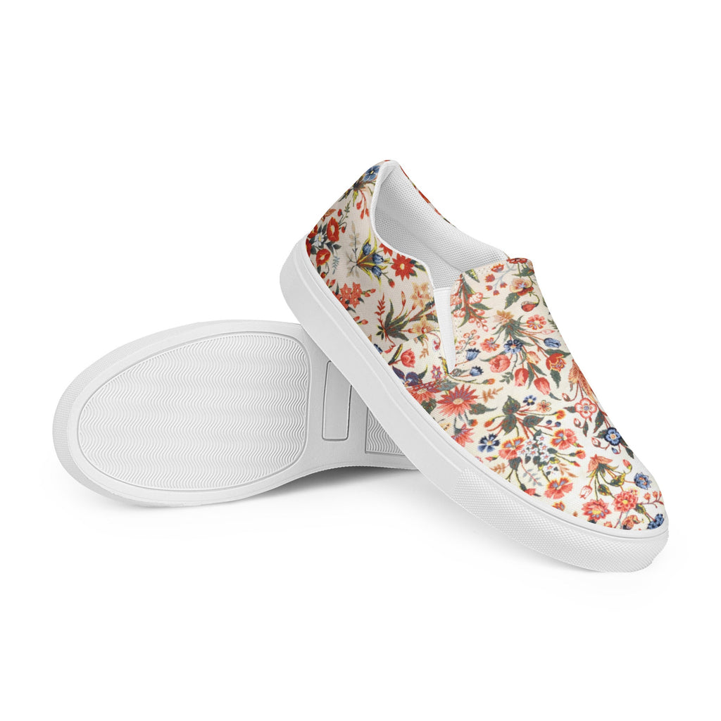 Persian Floral Motif Women’s Slip - on Canvas Shoes - Artwork by Lili