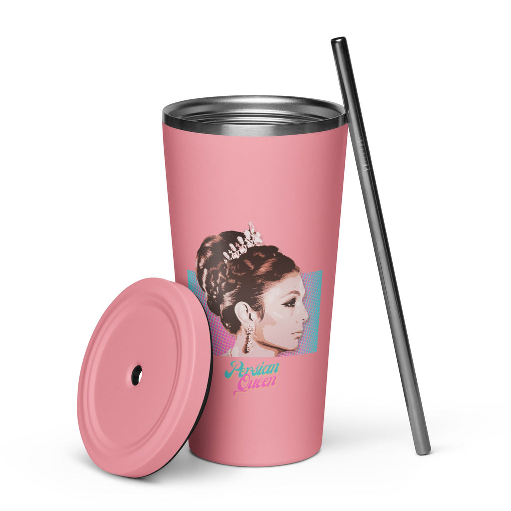 Persian Queen Insulated Stainless Steel Tumbler w/straw - Artwork by Lili