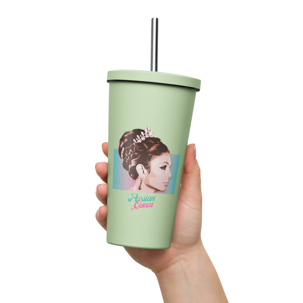 Persian Queen Insulated Stainless Steel Tumbler w/straw - Artwork by Lili