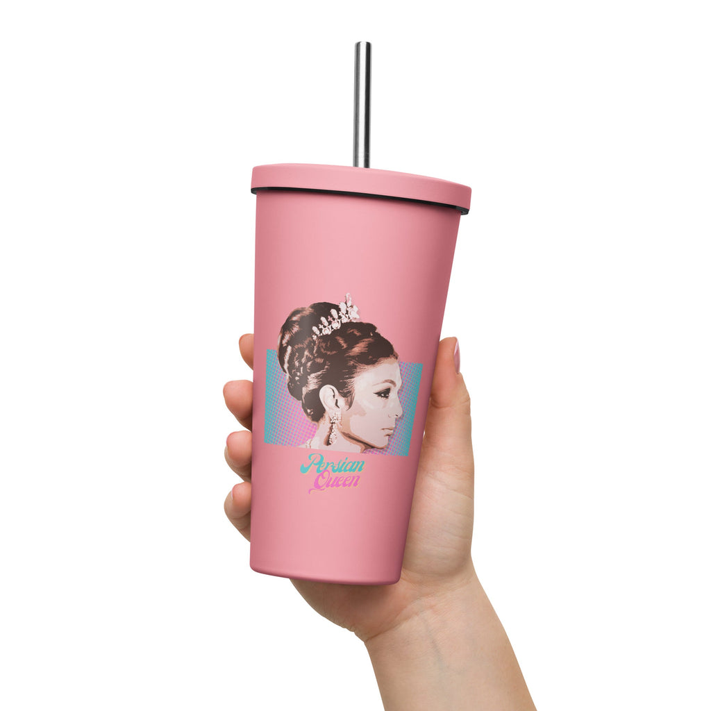 Persian Queen Insulated Stainless Steel Tumbler w/straw - Artwork by Lili