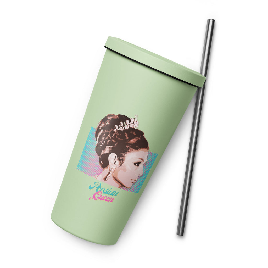 Persian Queen Insulated Stainless Steel Tumbler w/straw - Artwork by Lili
