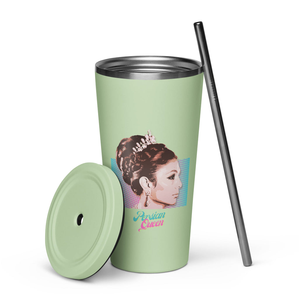 Persian Queen Insulated Stainless Steel Tumbler w/straw - Artwork by Lili