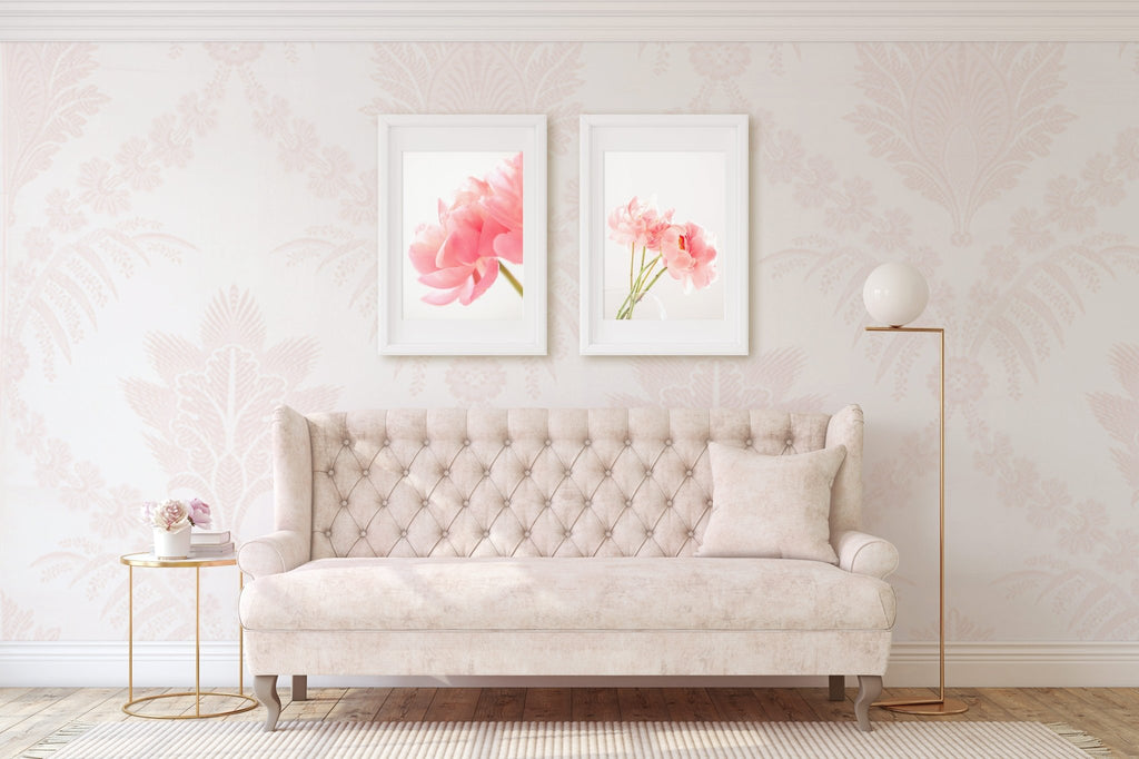 Pink Peonies Floral Photography, Set of 2 Fine Art Prints, Home & Office Wall Art Decor - Artwork by Lili