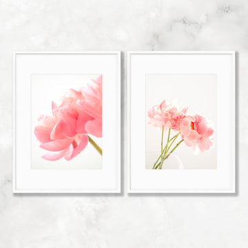 Pink Peonies Floral Photography, Set of 2 Fine Art Prints, Home & Office Wall Art Decor - Artwork by Lili