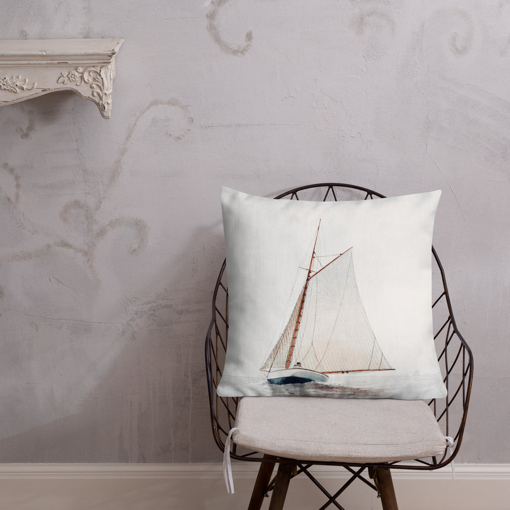 Sailboat Theme 22x22 Premium Pillow - Artwork by Lili