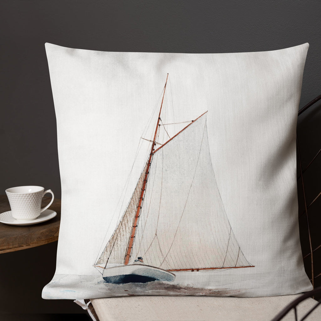 Sailboat Theme 22x22 Premium Pillow - Artwork by Lili