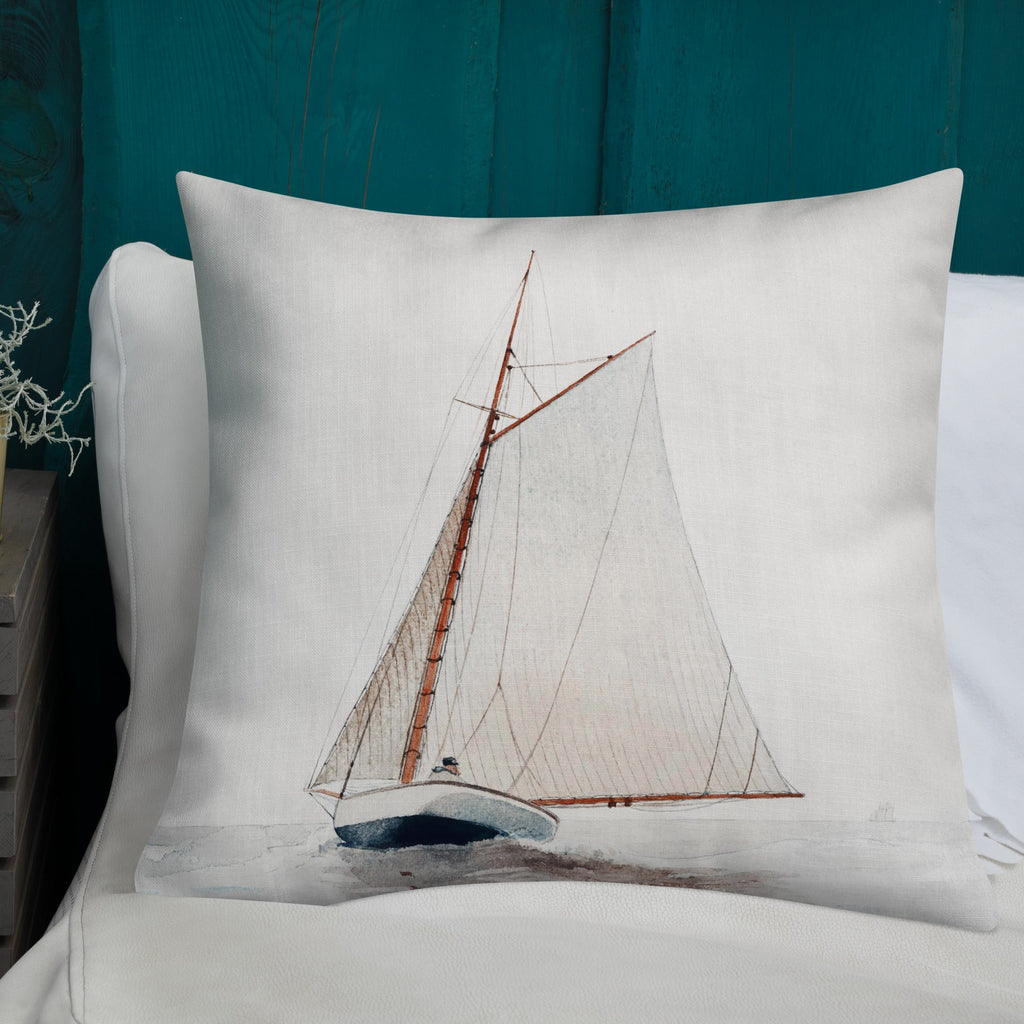 Sailboat Theme 22x22 Premium Pillow - Artwork by Lili