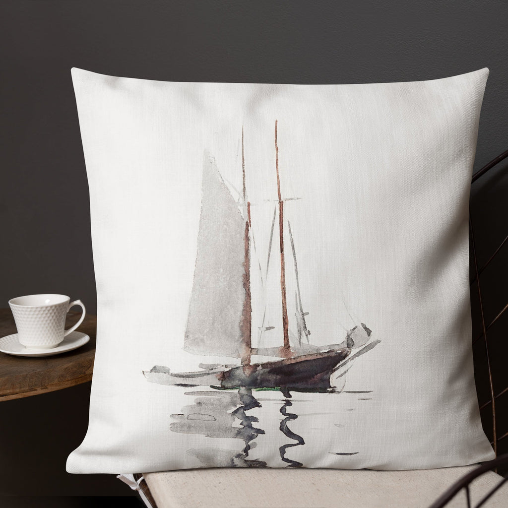 Sailboat Reflections 22x22 Premium Pillow - Artwork by Lili