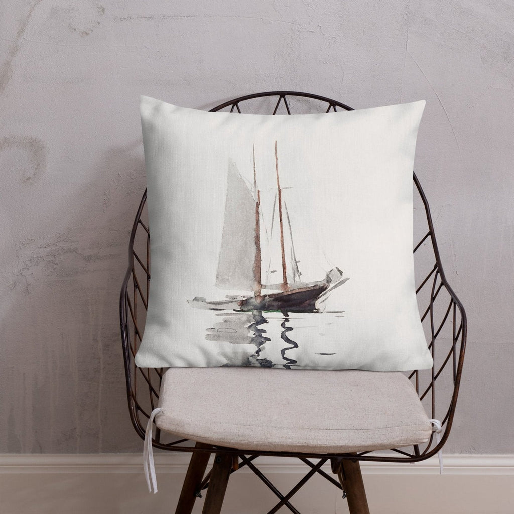 Sailboat Reflections 22x22 Premium Pillow - Artwork by Lili