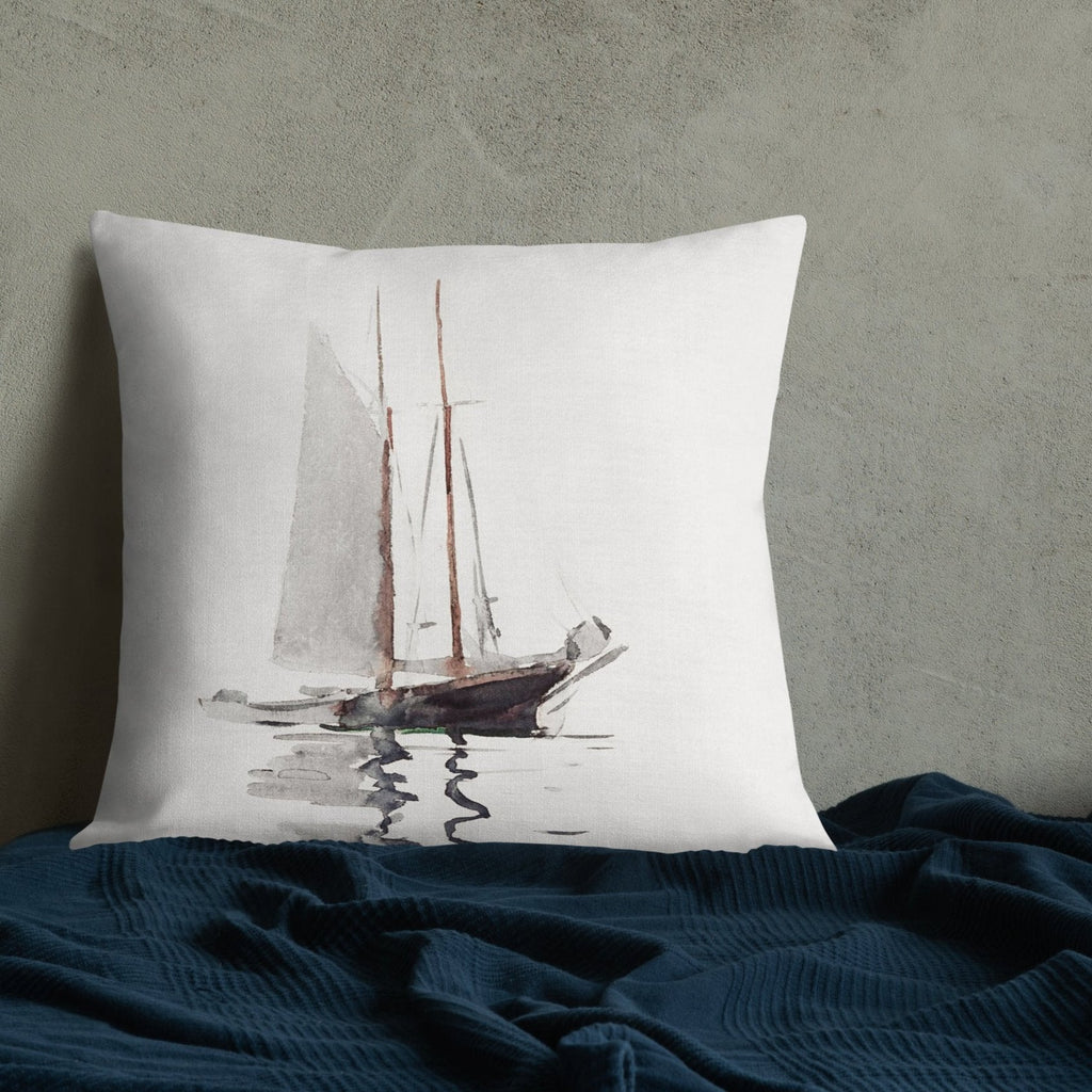 Sailboat Reflections 22x22 Premium Pillow - Artwork by Lili