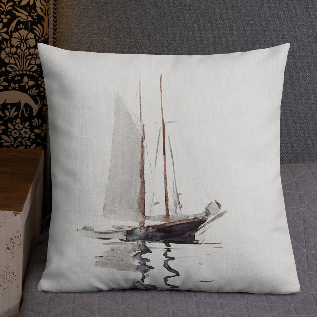 Sailboat Reflections 22x22 Premium Pillow - Artwork by Lili