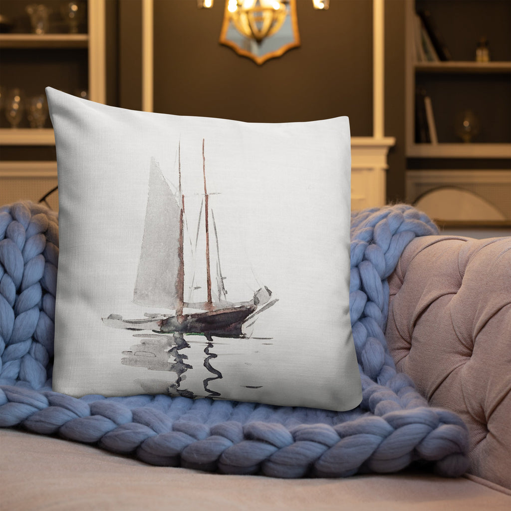 Sailboat Reflections 22x22 Premium Pillow - Artwork by Lili