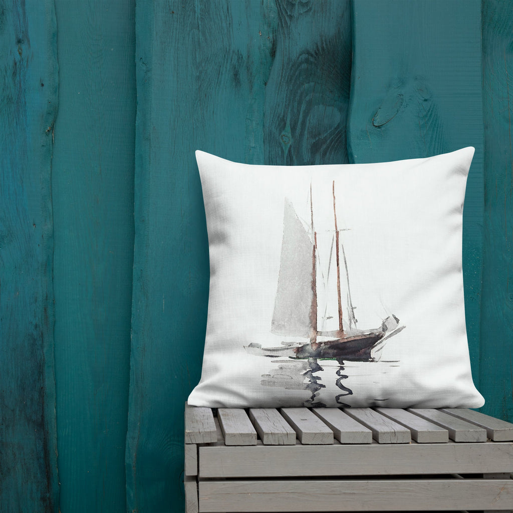Sailboat Reflections 22x22 Premium Pillow - Artwork by Lili