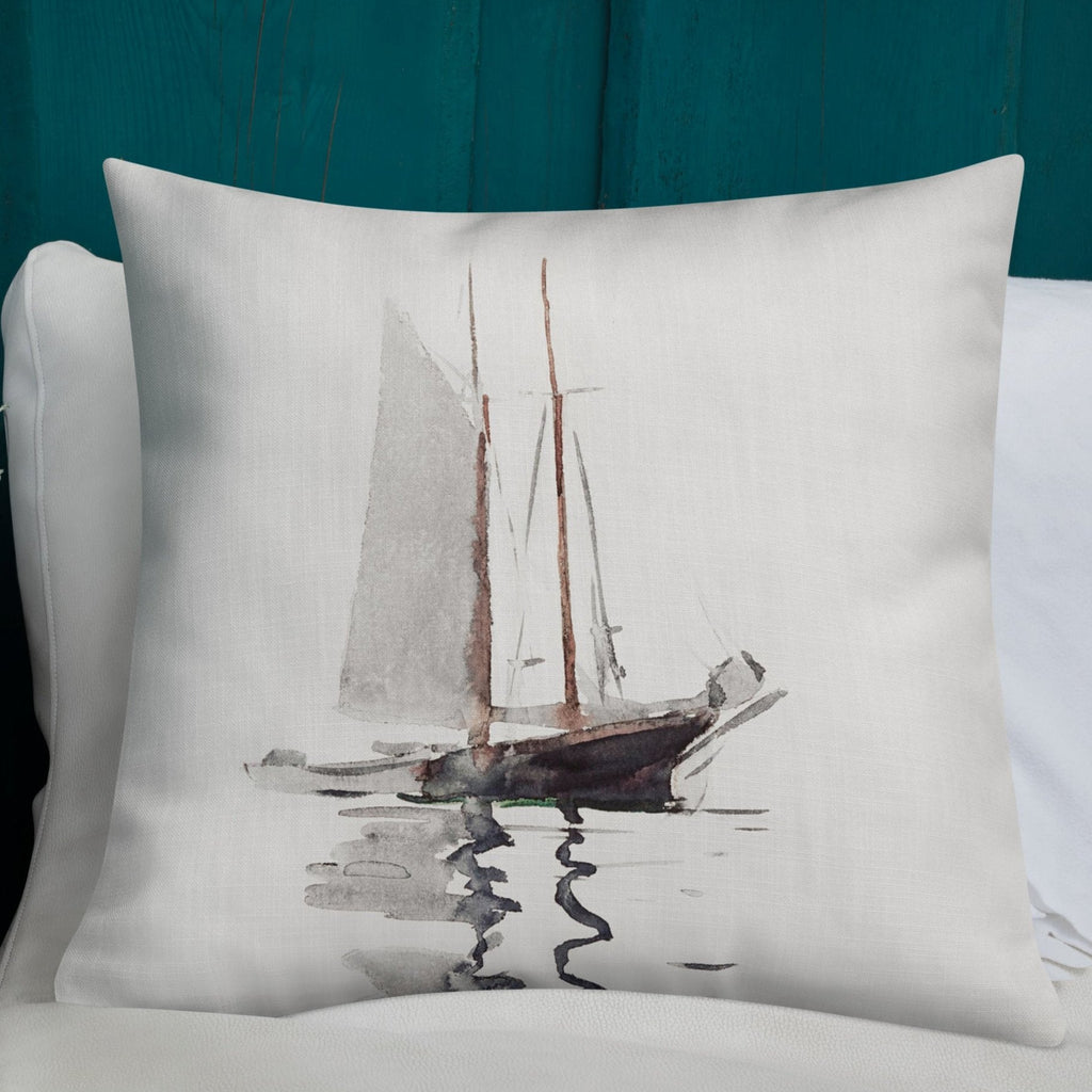 Sailboat Reflections 22x22 Premium Pillow - Artwork by Lili